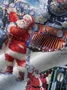 JoyMitty Men's Holiday Christmas Long Sleeve Shirt Steam Train Santa Wrinkle Free Plus Size Shirts