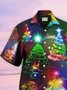 Mens Fun Christmas Pine Tree Print Loose Short Sleeve Shirts