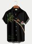 Men's Christmas Elk Coconut Tree Print Short Sleeve Hawaiian Shirt