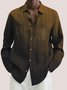 Men's Ombre Abstract Lines Printing Casual Cotton Linen Long Sleeve Plus Size Shirt