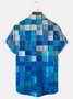 JoyMitty Hawaiian Geometric Block Men's Button Down Pocket Shirt