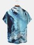 JoyMitty Vacation Gradient Ocean Print Beach Men's Hawaiian Oversized Shirt With Pocket