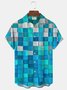 JoyMitty Hawaiian Geometric Block Men's Button Down Pocket Shirt