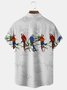 JoyMitty Hawaiian Parrot Leaf Print Men's Button Down Pocket Shirt