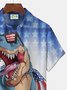 American Flag Independence Day 4th July Dinosaur Print Men's Hawaiian Oversized Shirt with Pockets