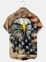 Vintage Flag Eagle Print Men's Button Pocket Shirt