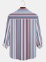 JoyMitty Casual Striped Men's Long Sleeve Shirts Gradient Men's Camp Pocket Art Shirts