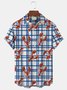 JoyMitty Plaid Lobster Print Beach Men's Hawaiian Oversized Shirt with Pockets