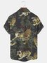 JoyMitty  Botanical tiger Print Beach Men's Hawaiian  Shirt with Pockets