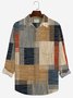 JoyMitty 50's Retro Mid-Century Geometric Khaki Art Men's Casual Long Sleeve Shirts Aloha Camp Pocket Shirt Tops