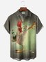 JoyMitty Vintage Gradient Kung fu Rooster Men's Button Pocket Shirt