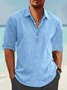JoyMitty Natural Fiber Pullover Shirt Collar Button Up Daily Hawaiian Long Sleeve Shirt