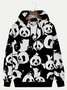 JoyMitty Fun Animal Men's Black Hoodies Panda Cartoon Plus Size Knit Pullover Sweatshirts