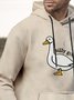 JoyMitty Men's Cartoon Fun Duck Print Drawstring Hooded Sweatshirt