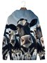 JoyMitty Holiday Casual Cow Blue Men's Drawstring Hoodies Stretch Oversized Fun Art Pullover Sweatshirts