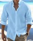 JoyMitty Nature  Fiber Shirt Basic Casual Men's Hawaiian Vacation Oversized Long Sleeve Shirt