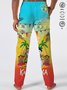 Christmas Men's Hawaiian Shirts Gradient Mele Kalikimaka Fun Santa Casual Pants