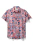 JoyMitty Beach Holiday Casual Men's Hawaiian Cool Ice Shirts BBQ Family Party Sweat-wicking Breathable Aloha Pocket Camp Shirts