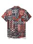 JoyMitty Beach Vacation Red Men's Hawaiian Shirts TAPA Geometric Sweat-Wicking Breathable Easy Care Stretch Aloha Camping Pocket Shirts