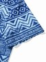 JoyMitty Beach Vacation Vintage Blue Men's Hawaiian Cool Ice Shirts Tapa Geometric Moisture Sweat-wicking Breathable Aloha Camp Pocket Shirts