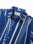 JoyMitty Beach Vacation Blue Men's Hawaiian Shirts TAPA Geometric Sweat-Wicking Breathable Easy Care Stretch Aloha Camping Pocket Shirts
