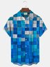 JoyMitty Hawaiian Geometric Block Men's Button Down Pocket Shirt