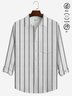 JoyMitty Basic Natural Fiber Striped Print Men's Button Down Pocket Long Sleeve Shirt