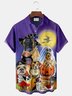 Trick or Treat Dogs Halloween Print Beach Men's Hawaiian Oversized Shirt with Pockets
