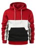 JoyMitty Casual Men's Drawstring Hoodies Sports Color Block Stitching Plus Size Pullover Sweatshirts