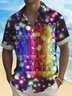 Happy New Year Holidays Men's Hawaiian Shirts Stretch Lantern Fireworks Fun Pocket Christmas Shirts Big Tall