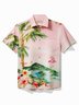 JoyMitty Beach Vacation Pink Men's Hawaiian Cool Ice Shirts Island Coconut Flamingo